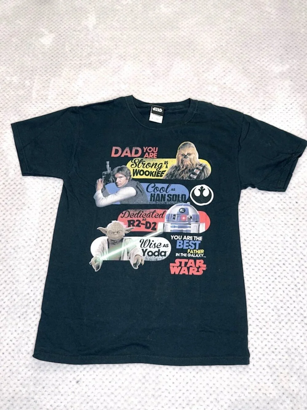 Star Wars Dad Shirt Youth Small Black Graphic Tee Best Father in Galaxy